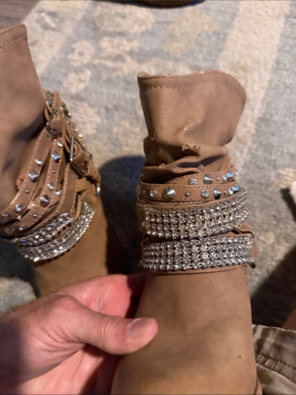 Hog Rated Studded Rhinestone Ankle Boots - Brown - Picture 7 of 7